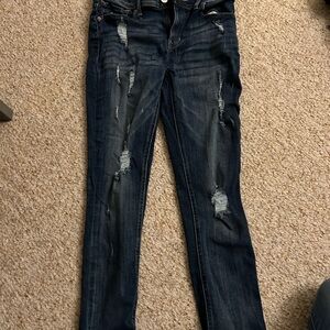 Women's Dark Blue Distressed Jeans